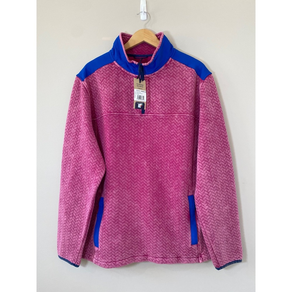 Chubbies‎ Mens XL Pink Quilted Textured Quarter Zip Pullover Sweatshirt NEW